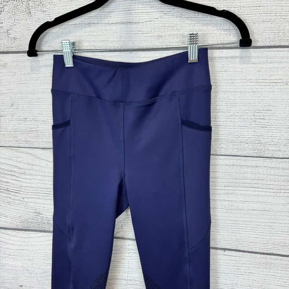 Dover Saddlery Girl's Stride Magna Navy Riding Thighs Leggings Size Large